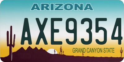 AZ license plate AXE9354