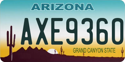 AZ license plate AXE9360