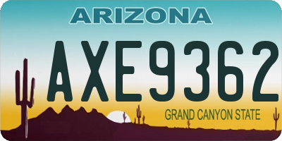 AZ license plate AXE9362