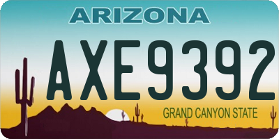 AZ license plate AXE9392