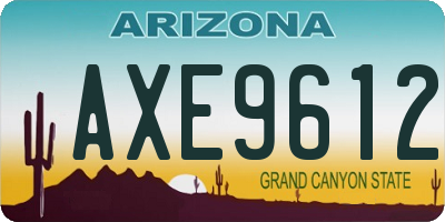 AZ license plate AXE9612