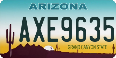 AZ license plate AXE9635