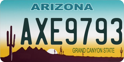 AZ license plate AXE9793