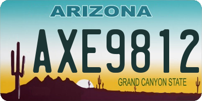 AZ license plate AXE9812