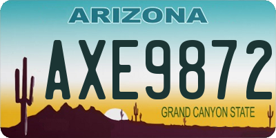 AZ license plate AXE9872