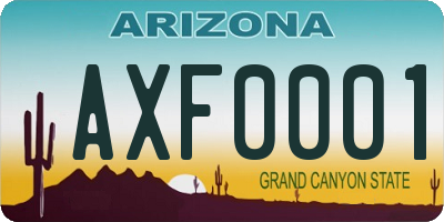 AZ license plate AXF0001
