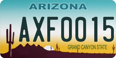 AZ license plate AXF0015