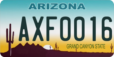 AZ license plate AXF0016