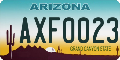 AZ license plate AXF0023