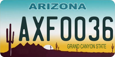 AZ license plate AXF0036