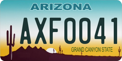 AZ license plate AXF0041