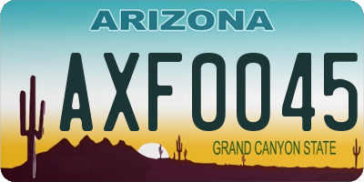 AZ license plate AXF0045