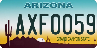 AZ license plate AXF0059