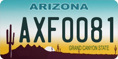 AZ license plate AXF0081