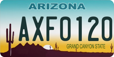 AZ license plate AXF0120