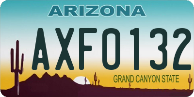 AZ license plate AXF0132