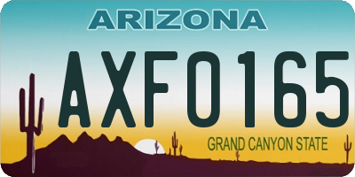 AZ license plate AXF0165