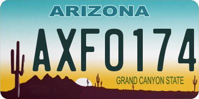 AZ license plate AXF0174