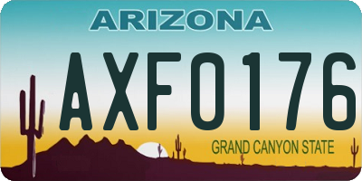 AZ license plate AXF0176