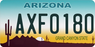 AZ license plate AXF0180