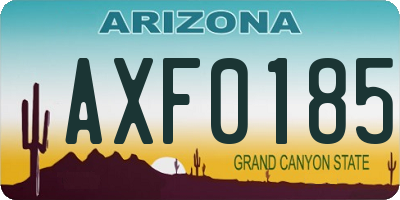 AZ license plate AXF0185