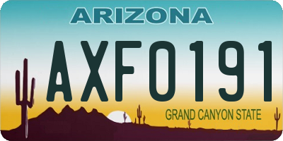AZ license plate AXF0191