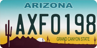 AZ license plate AXF0198