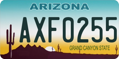 AZ license plate AXF0255