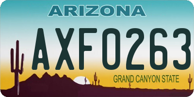 AZ license plate AXF0263