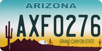 AZ license plate AXF0276