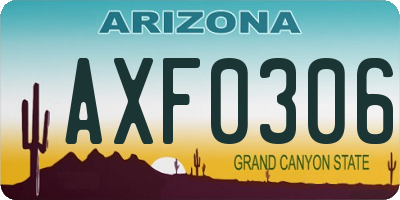 AZ license plate AXF0306
