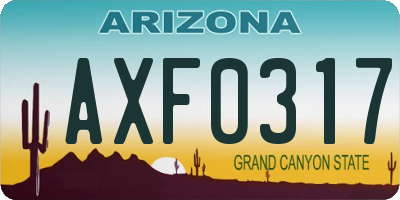 AZ license plate AXF0317
