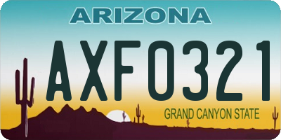 AZ license plate AXF0321
