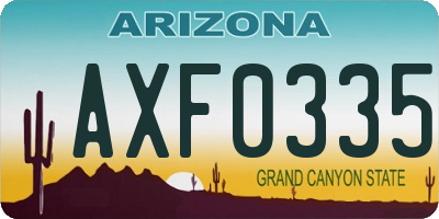 AZ license plate AXF0335