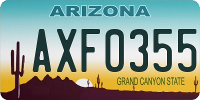 AZ license plate AXF0355