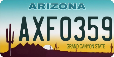 AZ license plate AXF0359