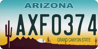 AZ license plate AXF0374