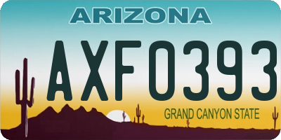 AZ license plate AXF0393