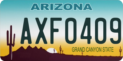 AZ license plate AXF0409