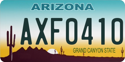 AZ license plate AXF0410