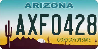 AZ license plate AXF0428