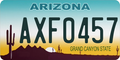 AZ license plate AXF0457