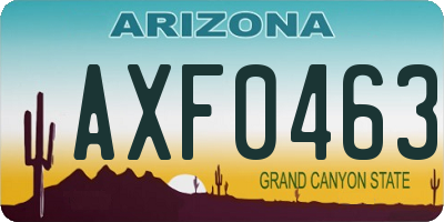 AZ license plate AXF0463