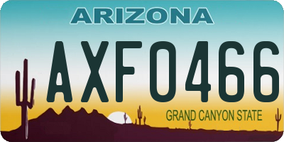 AZ license plate AXF0466