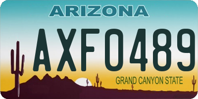 AZ license plate AXF0489