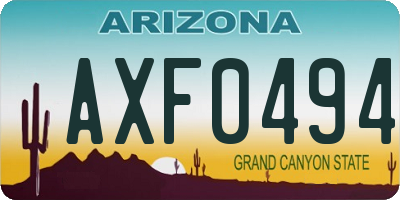 AZ license plate AXF0494