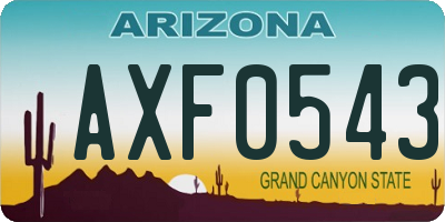 AZ license plate AXF0543