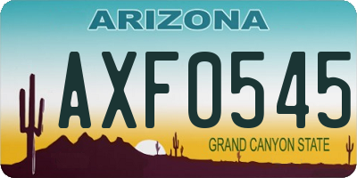 AZ license plate AXF0545