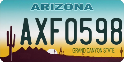 AZ license plate AXF0598