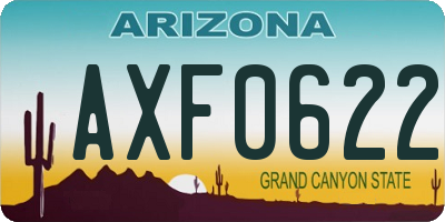 AZ license plate AXF0622